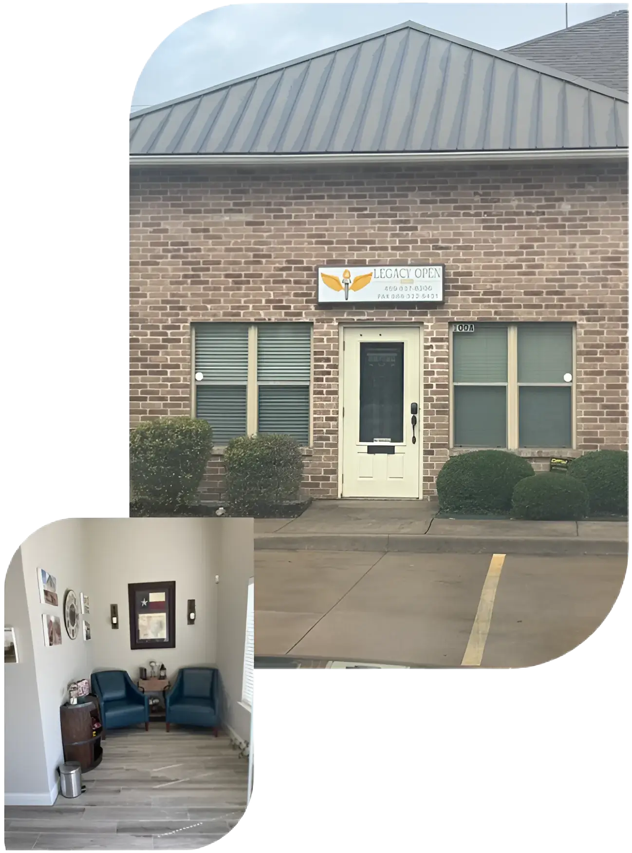 Office building exterior with sign